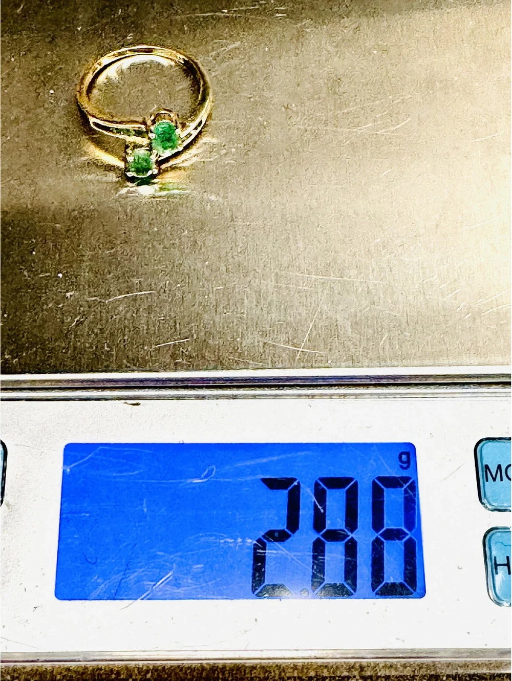 Gold plated sterling silver emerald ring; size 8 - Picture 8 of 8